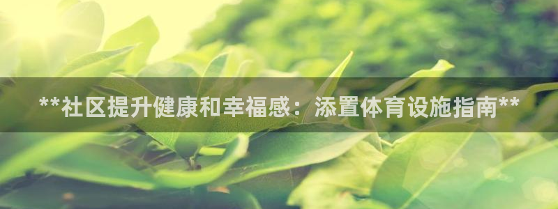 意昂3五金厂：**社区提升健康和幸福感：添置体育设施